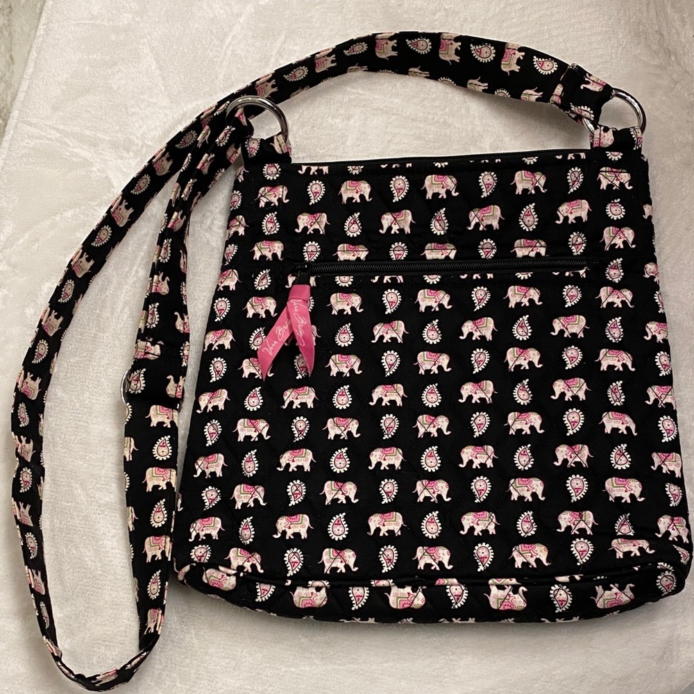 Vera Bradley Black and Pink Elephant Crossbody Bag - Picture 3 of 6